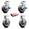 Service Caster 6 Inch Thermoplastic Rubber Caster Set with Roller Bearings 2 Brakes 2 Rigid SCC-20S620-TPRRD-TLB-2-R-2 - alternate 5